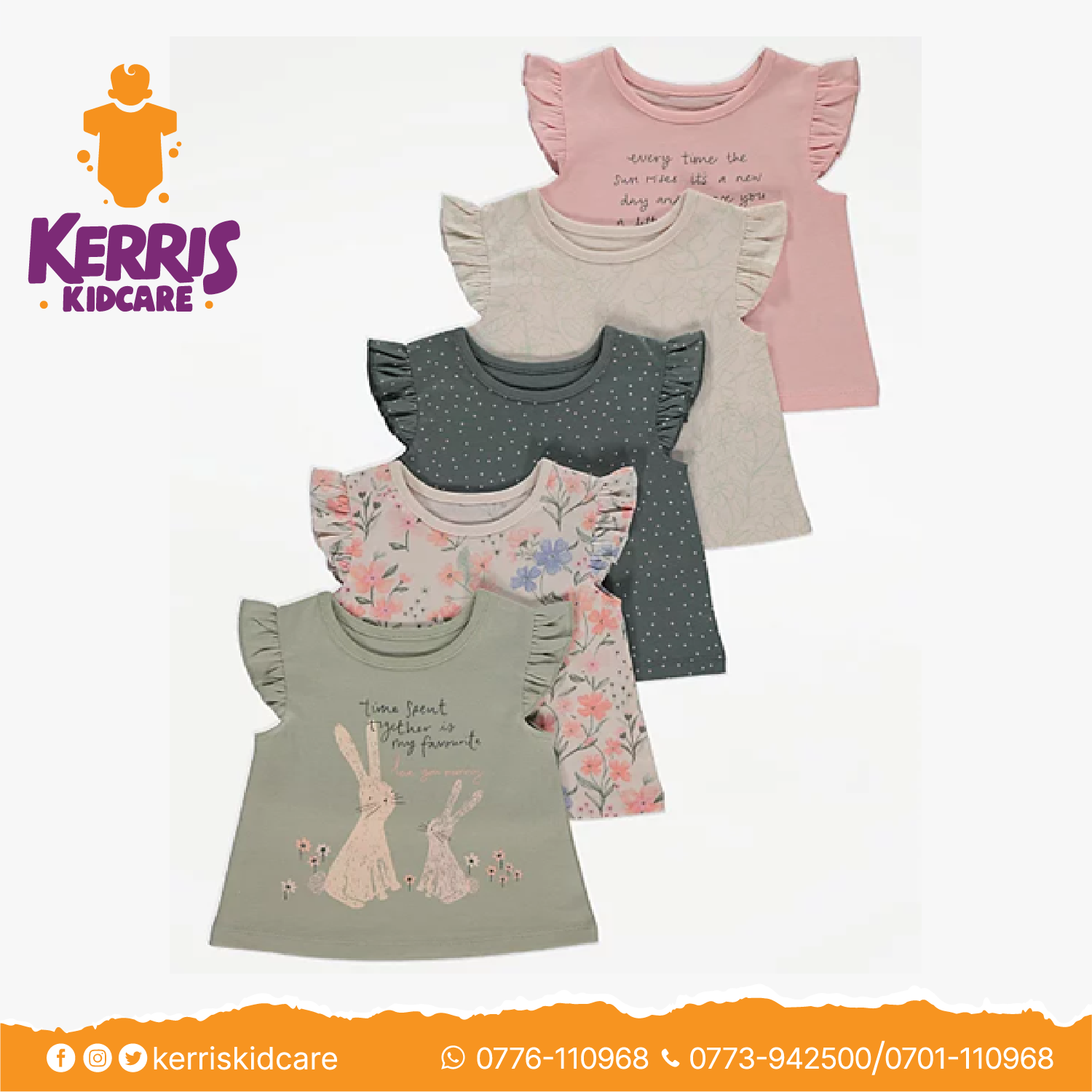 Printed Frill Sleeve Tops